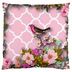 Shabby Chic,floral,bird,pink,collage Large Flano Cushion Case (two Sides) by NouveauDesign