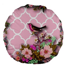 Shabby Chic,floral,bird,pink,collage Large 18  Premium Flano Round Cushions by NouveauDesign