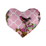 shabby chic,floral,bird,pink,collage Standard 16  Premium Flano Heart Shape Cushions Back