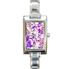 Ultra Violet,shabby Chic,flowers,floral,vintage,typography,beautiful Feminine,girly,pink,purple Rectangle Italian Charm Watch by NouveauDesign