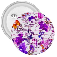 Ultra Violet,shabby Chic,flowers,floral,vintage,typography,beautiful Feminine,girly,pink,purple 3  Buttons by NouveauDesign