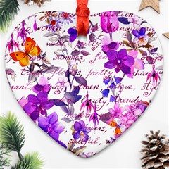 Ultra Violet,shabby Chic,flowers,floral,vintage,typography,beautiful Feminine,girly,pink,purple Ornament (heart) by NouveauDesign