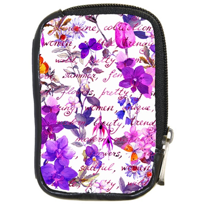 ultra violet,shabby chic,flowers,floral,vintage,typography,beautiful.feminine,girly,pink,purple Compact Camera Cases