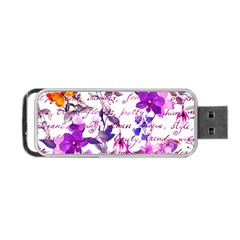 Ultra Violet,shabby Chic,flowers,floral,vintage,typography,beautiful Feminine,girly,pink,purple Portable Usb Flash (one Side) by NouveauDesign