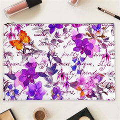 Ultra Violet,shabby Chic,flowers,floral,vintage,typography,beautiful Feminine,girly,pink,purple Cosmetic Bag (xxl)  by NouveauDesign