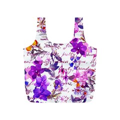 Ultra Violet,shabby Chic,flowers,floral,vintage,typography,beautiful Feminine,girly,pink,purple Full Print Recycle Bags (s)  by NouveauDesign