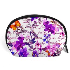 Ultra Violet,shabby Chic,flowers,floral,vintage,typography,beautiful Feminine,girly,pink,purple Accessory Pouches (large)  by NouveauDesign