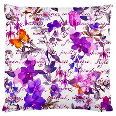 Ultra Violet,shabby Chic,flowers,floral,vintage,typography,beautiful Feminine,girly,pink,purple Large Flano Cushion Case (two Sides) by NouveauDesign