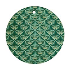 Teal,beige,art Nouveau,vintage,original,belle Époque,fan Pattern,geometric,elegant,chic Ornament (round) by NouveauDesign