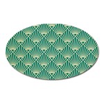 teal,beige,Art nouveau,vintage,original,belle époque,fan pattern,geometric,elegant,chic Oval Magnet Front