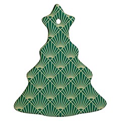 Teal,beige,art Nouveau,vintage,original,belle Époque,fan Pattern,geometric,elegant,chic Christmas Tree Ornament (two Sides) by NouveauDesign