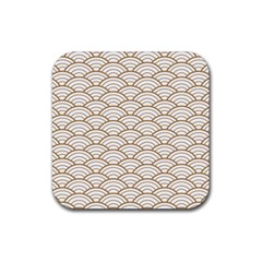 Gold,white,art Deco,vintage,shell Pattern,asian Pattern,elegant,chic,beautiful Rubber Coaster (square)  by NouveauDesign