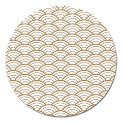 Gold,white,art Deco,vintage,shell Pattern,asian Pattern,elegant,chic,beautiful Magnet 5  (round) by NouveauDesign