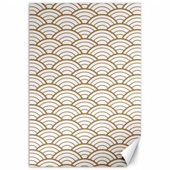 Gold,white,art Deco,vintage,shell Pattern,asian Pattern,elegant,chic,beautiful Canvas 12  X 18   by NouveauDesign