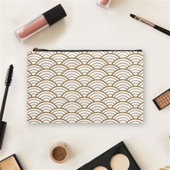 Gold,white,art Deco,vintage,shell Pattern,asian Pattern,elegant,chic,beautiful Cosmetic Bag (medium)  by NouveauDesign