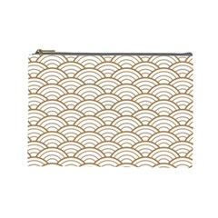 Gold,white,art Deco,vintage,shell Pattern,asian Pattern,elegant,chic,beautiful Cosmetic Bag (large)  by NouveauDesign