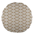 gold,white,art deco,vintage,shell pattern,asian pattern,elegant,chic,beautiful Large 18  Premium Round Cushions Front