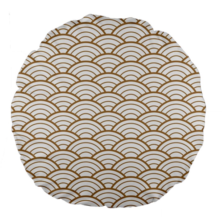 gold,white,art deco,vintage,shell pattern,asian pattern,elegant,chic,beautiful Large 18  Premium Round Cushions