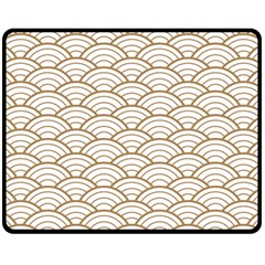 Gold,white,art Deco,vintage,shell Pattern,asian Pattern,elegant,chic,beautiful Double Sided Fleece Blanket (medium)  by NouveauDesign