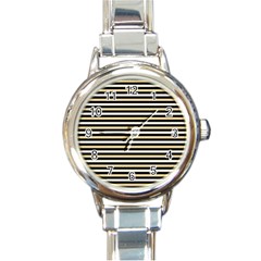 Black And Gold Stripes Round Italian Charm Watch by jumpercat