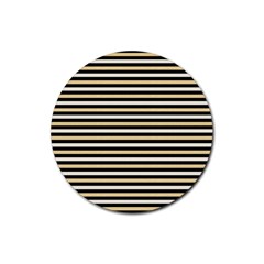 Black And Gold Stripes Rubber Round Coaster (4 Pack)  by jumpercat