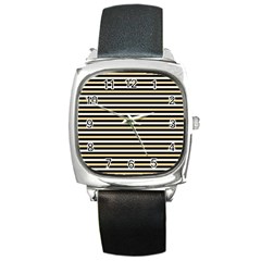 Black And Gold Stripes Square Metal Watch by jumpercat