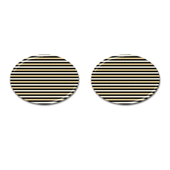 Black And Gold Stripes Cufflinks (Oval)