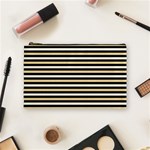 Black And Gold Stripes Cosmetic Bag (Medium)  Front