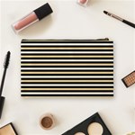 Black And Gold Stripes Cosmetic Bag (Medium)  Back