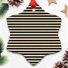 Black And Gold Stripes Snowflake Ornament (two Sides) by jumpercat