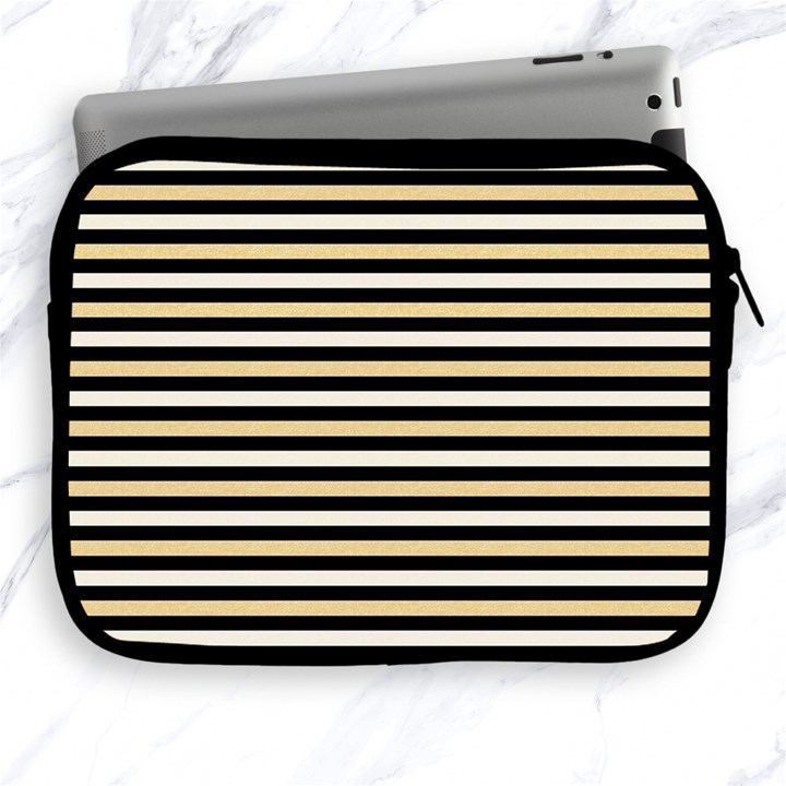 Black And Gold Stripes Apple iPad 2/3/4 Zipper Cases