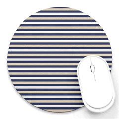 Royal Gold Classic Stripes Round Mousepads by jumpercat