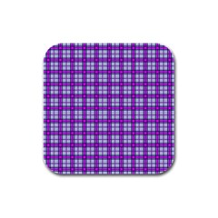 Purple Tartan Rubber Square Coaster (4 Pack)  by jumpercat