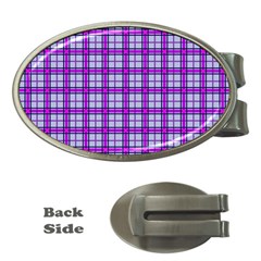 Purple Tartan Money Clips (oval)  by jumpercat