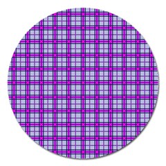 Purple Tartan Magnet 5  (Round)