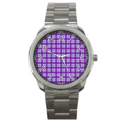 Purple Tartan Sport Metal Watch by jumpercat