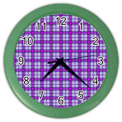 Purple Tartan Color Wall Clocks by jumpercat