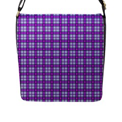 Purple Tartan Flap Messenger Bag (l)  by jumpercat