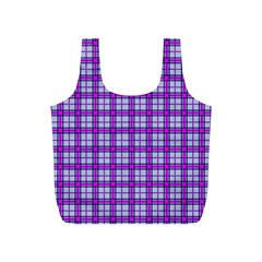 Purple Tartan Full Print Recycle Bags (S) 