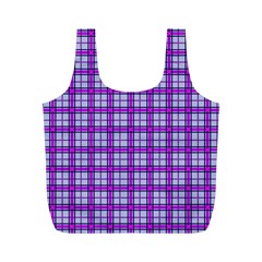 Purple Tartan Full Print Recycle Bags (M) 