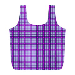 Purple Tartan Full Print Recycle Bags (l)  by jumpercat