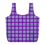 Purple Tartan Full Print Recycle Bags (L)  Front