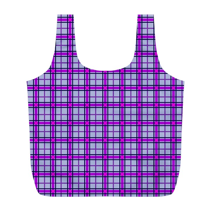 Purple Tartan Full Print Recycle Bags (L) 