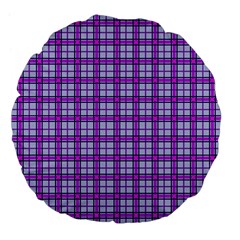 Purple Tartan Large 18  Premium Flano Round Cushions