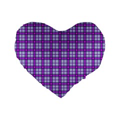 Purple Tartan Standard 16  Premium Flano Heart Shape Cushions