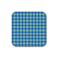 Sea Tartan Rubber Square Coaster (4 Pack)  by jumpercat