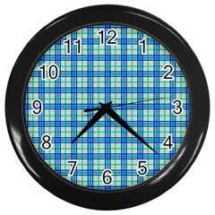 Sea Tartan Wall Clocks (black) by jumpercat