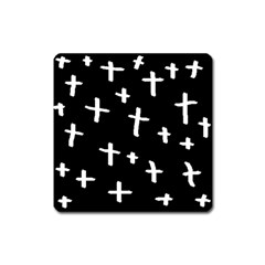 White Cross Square Magnet by snowwhitegirl