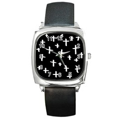 White Cross Square Metal Watch by snowwhitegirl