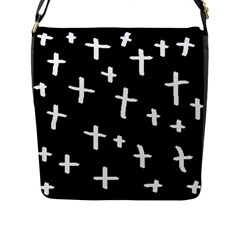 White Cross Flap Messenger Bag (l)  by snowwhitegirl